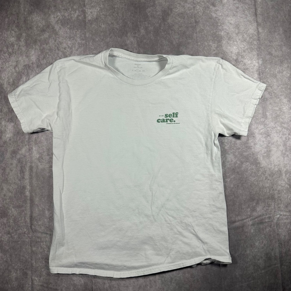 Mac Miller Swimming Self Care Graphic T-Shirt Mens Large White Green Est 2009